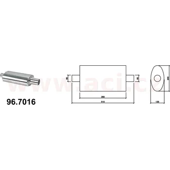 Výfuková trubka univerzální tlumič výfuku SPORT - nerez, průměr 60mm, průměr těla 200x135mm, délka 510mm ASSO