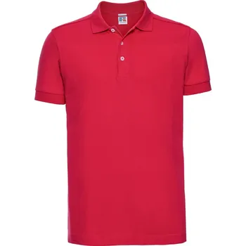 Russell Pánské elastické piqué polo - L classic red