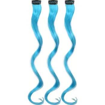 Paruka Vlnitý příčesek modrý se sponkou 35cm Blue curly extension 3ks