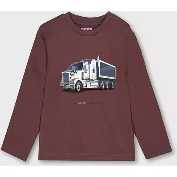 Chlapecké triko dlouhý rukáv s kamionem Mayoral 4085-22 hnědé