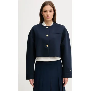 Dámské sako Sako Tommy Hilfiger tmavomodrá barva, oversize, WW0WW46519 59X, vel. 38