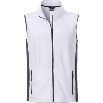 Pánská vesta James & Nicholson Pánská pracovní fleecová vesta - Strong - 3XL white/carbon