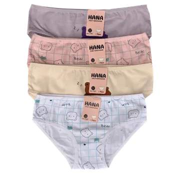 Dámské spodní prádlo Numberoplus Dětské bavlněné kalhotky Hana - Bear HN01 (Balení/4ks) Velikost: 8-10 let (128-140)