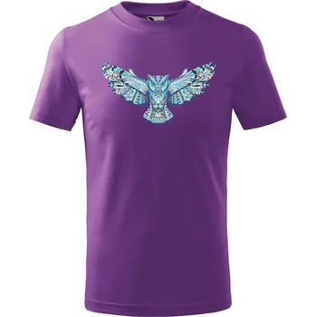 Chlapecké oblečení Dětské tričko s potiskem Letící sova Velikost: 122/6 let, Barva trička: Fialová