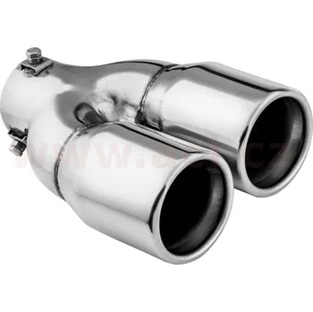 koncovka výfuku nerezová dvojitá kulatá, vnější průměr 2x76mm, délka 210mm, vnitřní průměr 45-58mm ASSO