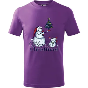 Chlapecké oblečení Dětské tričko Merry christmas Velikost: 122/6 let, Barva trička: Fialová