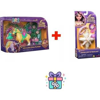 Figurka Výhodný set: Unicorn Academy malá stáj s Ava a Leaf měnícím barvy + náhrdelník s prstenem