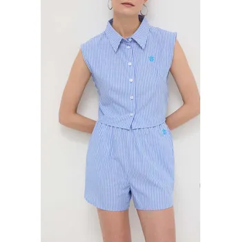 Dámské kraťasy Bavlněné šortky Silvian Heach vzorované, high waist GPP24093SH modrá 55X, vel. 34