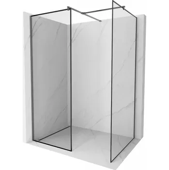 Mexen Kioto Sprchová zástěna 100 x 80 cm, černý rám, stříbrná - 800-100-202-95-70-080