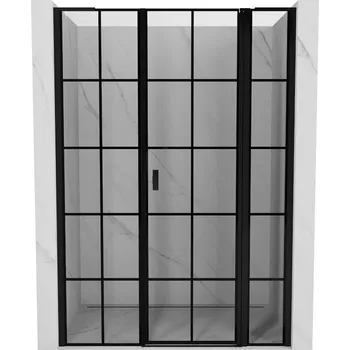 Sprchové dveře Sprchové dveře Mexen Mist L s pravými panty 145 cm, černý rošt, černé - 8A4L-145-001-70-77-P