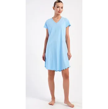Dámská noční košile Dámská noční košile s krátkým rukávem Sandra - světle modrá - M