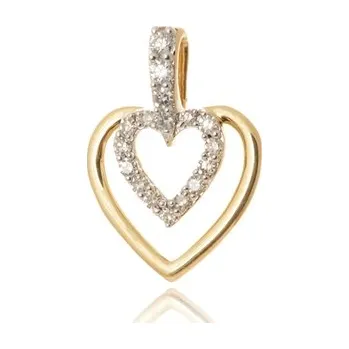 Přívěsek Zlatý přívěšek srdíčko s diamanty L'Amour Diamonds JP7968Y + dárek zdarma