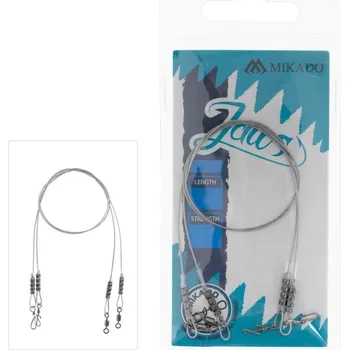 Rybářský háček 2ks - Ocelové Lanko Mikado JAWS 20cm 12kg