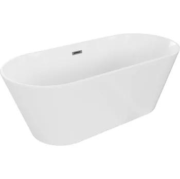 Vana Volně stojící vana Mexen Flavia 150 x 75 cm, bílá, přepad v barvě dělového kovu - 54031507500-95