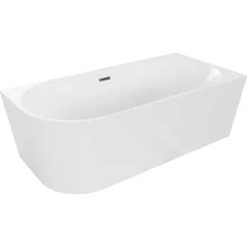 Vana Volně stojící rohová vana Mexen Mia pravá 170 x 80 cm, bílá, přepad v barvě gun metal - 52691708000P-95