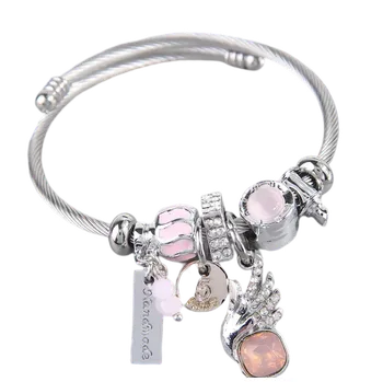 Náramek Náramek Ilana Andělská křídla růžová - Náramek s přívěsky