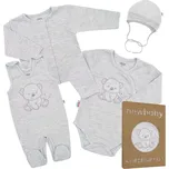 New Baby Kojenecká soupravička do porodnice v krabičce Sweet Bear Šedá, vel.56