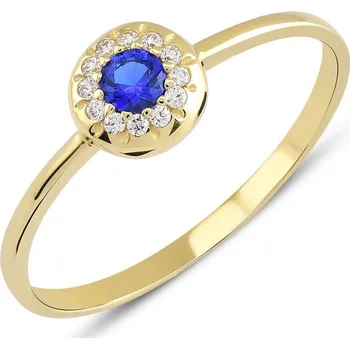 Prsten Lillian Vassago Zlatý prsten se safírem a zirkony LLV22-GR019YS Velikost prstenu: 54
