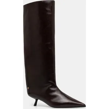 Dámské kozačky Kožené kozačky Anine Bing tall hilda dámské, hnědá barva, na podpatku, A.14.11484, 39, 88X