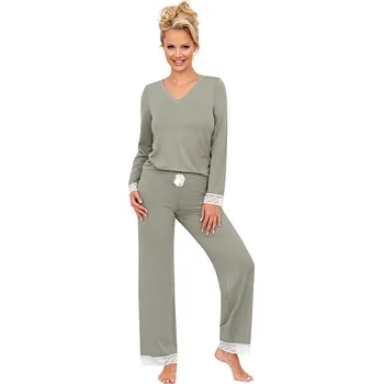 Dámské pyžamo Dlouhé dámské pyžamo Simply long zelené M