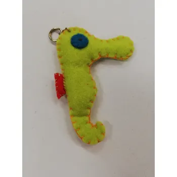 Přívěšek na klíče z plsti - mořský koník světle zelený 9 x 6 cm