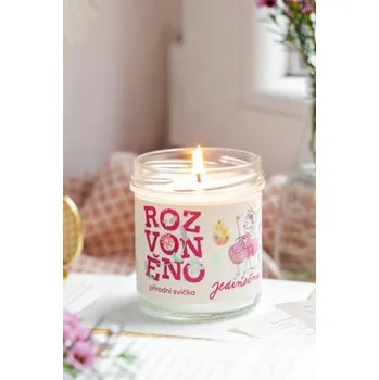 Svíčka Rozvoněno Jedinečná - přírodní svíčka s geránií a palmovou růží 130 ml