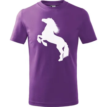 Chlapecké oblečení DOBRÝ TRIKO Dětské tričko s potiskem Kůň Velikost: 122/6 let, Barva: Fialová