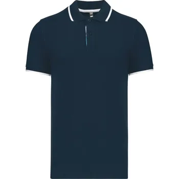 Kariban Pánské kontrastní piqué polo - L navy/white/light turquoise
