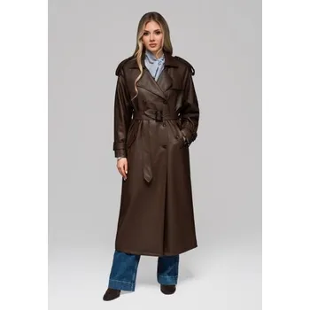 Dámský kabát Dámský kabát LARICA s páskem OW-COLC-0101 v2 – hnědý