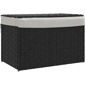 Koš na prádlo Koš na prádlo z PE ratanu, černý, 55.5x35x34 cm, skládací, s víkem