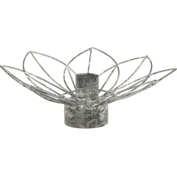 Svícen Zinkový antik kovový svícen na úzkou svíčku květina Flia - Ø 15*7cm