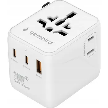 IP kamera Cestovní adaptér Gembird TPA-1A2C20-01-W