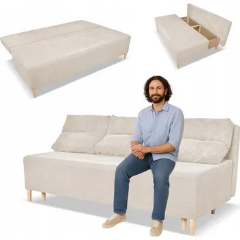 Pohovka Rozkládací pohovka KIMO s úložným prostorem Family Meble Anafi béžová manšestr