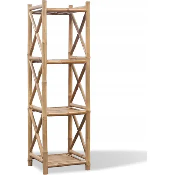 Knihovna 4patrová bambusová police, 35 x 35 x 117 cm, přírodní barva