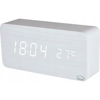 Budík Dřevěný Budík Elektronický LED Digitální Stolní – TEPLOMĚR + DATUM