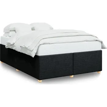 Postel Rám postele 140 x 190 cm, černá barva, tkanina polyester, nohy z borovice