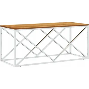 Konferenční stolek Konferenční stolek z nerezové oceli a masivního akáciového dřeva, 110x45x45 cm