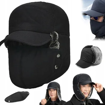 Čepice TEPLÁ PILOTNÍ ČEPICE, UNISEX PLYŠOVÁ PILOTNÍ ČEPICE S KLAPKAMI NA UŠI