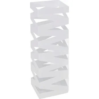 Stojan na deštník Moderní Stojan na Deštníky s Vyjímatelnou Odkapávací Miska, Bílý, 15,5x15,5x48,5 cm