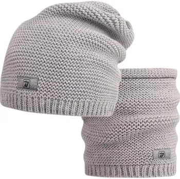 Čepice Pletený set čepice a nákrčník Dráče Colors - vzor 036 - šedá