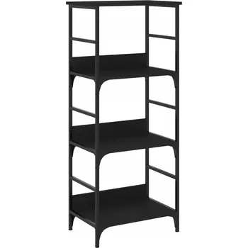 Knihovna Industriální knihovna se 3 přihrádkami, dřevěná a ocelová, černá