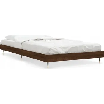 Postel Rám postele 203 x 93 x 20 cm hnědý dub, kovové nohy, překližka