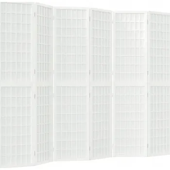 Paraván Skládací paraván shoji z masivního jedlového dřeva, bílý, 240x170 cm