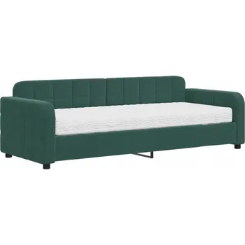 Pohovka Tmavě zelená pohovka s matrací 2 v 1, 223 x 91 x 71 cm