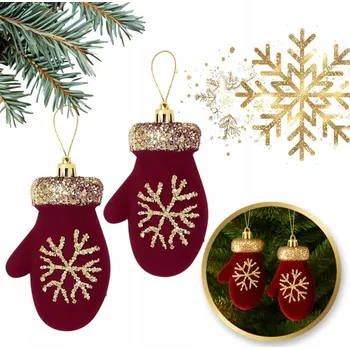 Vánoce Vánoční ozdoba Bordó sametové rukavičky 2 ks