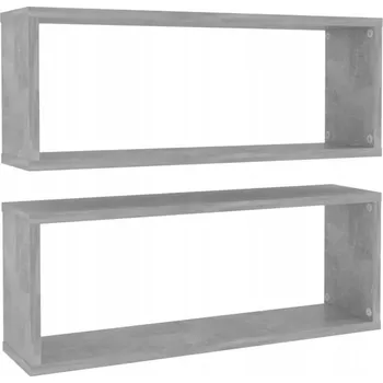 police Sada 2 nástěnných polic, šedá betonu, 60x15x23 cm