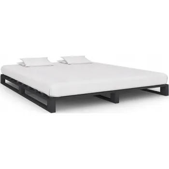 Postel Rám postele z palet šedý 200 x 180 x 14 cm z masivního borovicového dřeva