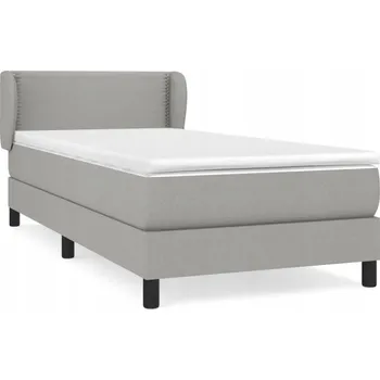 Postel Kontinentální postel světle šedá 203 x 93 x 78/88 cm s matrací 90 x 200 x 2 cm