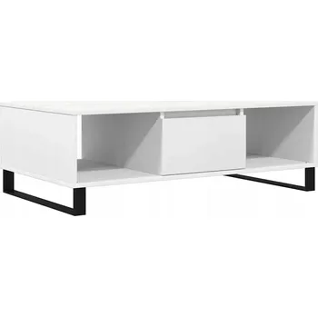 Konferenční stolek Konferenční stolek se 3 přihrádkami, imitace dřeva, bílý, 104x60x35 cm