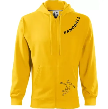 Pánská mikina Handball nápis šikmo - Mikina s kapucí na zip trendy zipper - XL ( Žlutá )